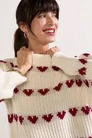 Francesca's Gina Heart Striped Mock Neck Pullover Sweater at MarketFair  Shoppes in Princeton, NJ