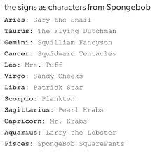 Main cast ~ tom kenny as spongebob squarepants and as gary the snail ,bill fagerbakke as patrick star , rodger bumpass as squidward tentacles , carolyn lawrence as sandy cheeks , clancy brown as mr. Photos From Posts Zodiac Star Signs Zodiac Sign Libra My Zodiac Sign