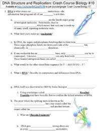 Check spelling or type a new query. Crash Course Biology 10 Dna Structure And Replication Worksheet
