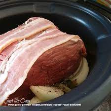 Slow Cooker Roast Beef Tastes Like Rouladen Made Just Like Oma Recipe Slow Cooker Roast Beef Slow Cooker Round Roast Beef Recipes Easy