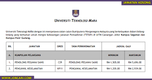 Pengurusan dan profesional gaji minimum : Jawatan Kosong Di Uitm Johor Kelayakan Pmr Diploma Terbuka Jobcari Com Jawatan Kosong Terkini
