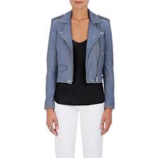 Iro Women S Ashville Leather Moto Jacket 1 200 Liked On Polyvore Featuring Outerwear Jackets Light Purpl Jackets Blue Leather Jacket Real Leather Jacket
