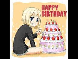 Beautiful birthday cake with burning candles and balloons. A Happy Anime Birthday Youtube