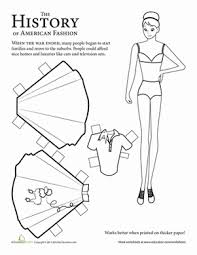 Super cute france coloring pages for children to learn about this european country known for the eiffel tower, arc de triump, berets, artists, crepes, chateau, croissant, and more! Paper Doll Girl 1950s Worksheet Education Com