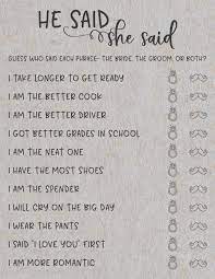 Grey He Said She Said Bridal Shower Game He Said She Said Etsy Bridal Shower Games Bridal Games Bridal Shower Planning