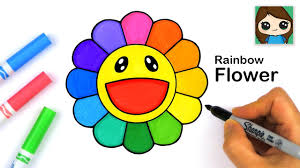 Takashi murakami flower plush 30cm or 60cm black. How To Draw A Rainbow Flower Takashi Murakami Youtube