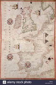 portolan chart western europe and the british isles 1590s