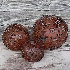 3er Set Gartenkugeln Metallkugel Kugel Rost Braun Wie Edelrost Sonne 10 14 18cm