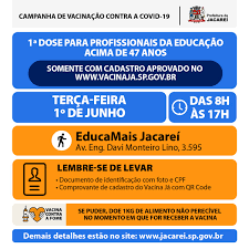 Para tomar a vacina, os moradores de botucatu precisam estar cadastrados no site vacinaja.sp.gov.br. Profissionais Da Educacao Acima De 47 Anos Terao Nova Oportunidade De Se Vacinar Na Terca Feira 1Âº Em Jacarei Prefeitura Municipal De Jacarei