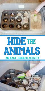 Hide The Animals Sensory Bin Easy Toddler Activities Indoor Activities For Toddlers Sensory Bins