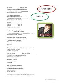 Song Worksheet Mistletoe By Justin Bieber Songs Worksheets Teaching