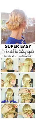 Easy 5 Braid Holiday Updo For Short To Medium Hair Hairsaffairs Medium Hair Styles Medium Short Hair Hair Braid Guide