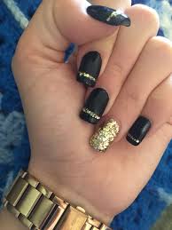 Uas acrilicas negras tendencia de las uas del diseo de uas en. Decoradas Unas Negras Con Dorado Decorados De Unas
