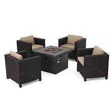 This fire table set comes with an outdoor aluminum 44 in. Top Ten Affordable Wicker Fire Pit Patio Sets Fireplaces Net
