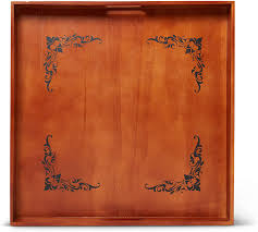 Simple in design, such tables look good with linen and big brands can't sell something similar because of extra handling and manufacturing time. Amazon Com 19x19 Beautifully Engraved Extra Large Ottoman Tray Decorative Coffee Table Lightweight Wooden Serving Tray Rustic Kitchen Tray Wallets Keys Remotes Dark Wood Kitchen Dining