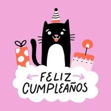 Feliz Cumpleanos Letras Dibujadas A Mano Gato Vector Premium
