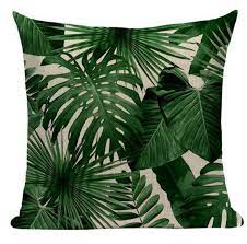 Tropical Comfortable Linen Pillow Cover Monstera Leaves Etsy Tropical Plants Linen Pillows Palm Leaf Pillow
