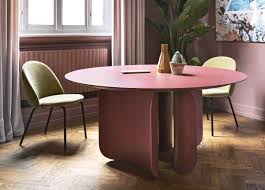 The lutina round dining table is a perfectly proportioned round table supported by industrial style metal legs that protrude at an angle. Miniforms Barry Round Dining Table Miniforms Furniture At Go Modern London