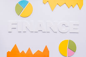 Finance Text With Pie Chart And Graph On White Background