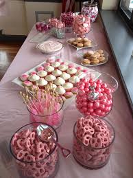 Candy Bar Baby Girl Shower Great Job Theresa Mary And Ellen Baby Shower Desserts Baby Shower Candy Baby Shower Treats