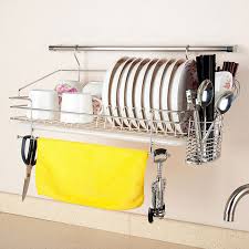 Online Shop 304 Stainless Steel Dish Rack Wall Rack Wall Mounted Bowl Rack Chopsticks Cage Drain Rack Shelf Estantes De Platos Platos De Pared Cocinas De Casa