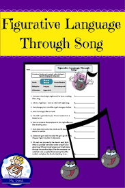 Figurative Language Through Song Worksheets Figurative Language High School English Lessons Language