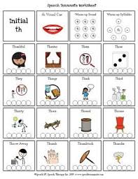 Articulation Worksheet With Words To Help A Child Say The Th Initial Sound Articulation Worksheets Initial Sounds Speech Therapy Activities Elementary