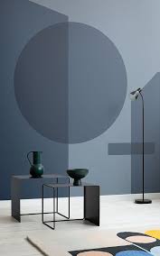 Bauhaus Wallpaper Blue Geometric Shapes Design Muralswallpaper In 2020 Wall Design Geometric Shapes Wallpaper Trending Decor