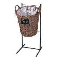 Versatile Black Metal Single High Basket Stand - 16"Dia x 31"H