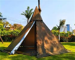 Open the canvas completely and lay it flat on the ground. Outdoor Portable Waterproof Camping Pyramid Teepee Tent Pentagonal Adult Tipi Tent With Stove Hole Brown Amazon Co Uk Sports Outdoors