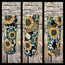 Boho Cow Print Sunflower 20oz Tumbler Simply Magnolia Market