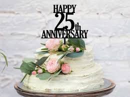The silver jubilee wedding anniversary commemorates a quarter make this anniversary extra special with the help of one of the many thoughtfully written 25th wedding anniversary wishes and greetings here at styiens. Happy 25th Wedding Anniversary Cake Topper Happy 25th Etsy