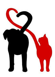 Dog And Cat Silhouette Making A Heart In The Tail Cat And Dog Drawing Cat And Dog Tattoo Dog Stencil