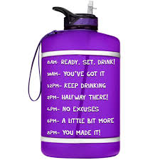 A gallon of water isn't. Hydromate Gallon Water Bottle With Times To Drink Marked Purple