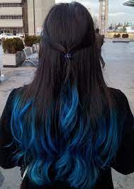 Blue Hair Highlights Blue Hair Highlights Dyed Hair Blue Black Hair Tips