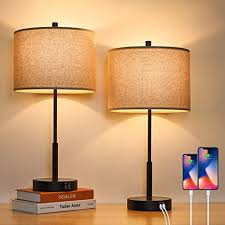 Set of two contemporary modern table lamps from the 360 lighting brand. Set Of 2 Touch Control Tall Table Lamps With 2 Usb Ports 3 Way Dimmable Modern
