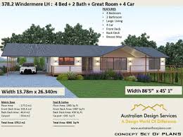 378m2 Or 4068 Sq Feet Acreage Home Design Hillside House Etsy 4 Bedroom House Plans Australian House Plans Bedroom House Plans