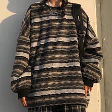Striped Korean Aesthetic Knit Oversized Sweater Aesthetic Clothes Fashion Inspo Outfits Indie Outfits