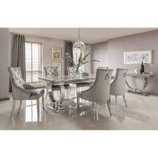 Our grey dining chairs are sleek, sophisticated and superbly comfortable. Arianna Marble Dining Table Set In Grey Dining Room From Breeze Furniture Uk
