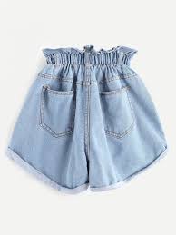 Elastic Waist Ripped Denim Shorts