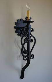 Vintage 1930s pair rustic black metal wall sconce scrolled wrought iron mid century spanish revival set of 2 candle holder manner of umanoff. Allegro Wall Sconce Revival Lighting Fixture Forja Lighting Sconces Candle Wall Sconces Wall Sconces