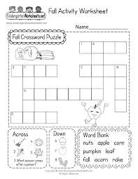 In fact most of the words used in the puzzles are from the space themed 6th grade spelling list, with a bunch more from the space themed. Fall Crossword Puzzle Worksheet For Kindergarten Free Printable Digital Pdf