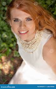Beautiful Smiling Young Redhead Woman Portrait Outdoor Stock Image