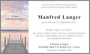 Traueranzeigen von Manfred Langer