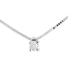 Modèle incontournable de la joaillerie française, la collection solitaire ravira les amatrices de bijoux aux lignes délicates et au design épuré. Collier Or Blanc 9 Carats Diamant C1836