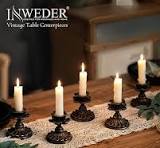 Bougeoirs Vintage Inweder - Lot De 2 - Résine Noir Style Baroque - Pour  Décoration Intérieur - Ne Convient Pas Aux Bougies Classiques