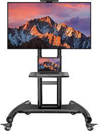 With this, all you need to do is to attach your tv to it through the bracket that comes with the stand and plug it in. Amazon Com Rolling Mobile Tv Cart With Wheels For 32 70 Inch Lcd Led 4k Flat Screen Tvs Ul Certificated Tv Floor Stand With Shelf Holds Up To 100 Lbs Height Adjustable Trolley Max
