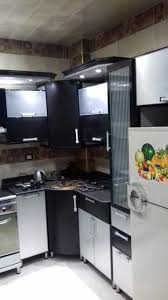 مطبخ كلادينج الشوبكي اللون اسود سيلفر مهندس محمد علي للألوميتال و الديكور