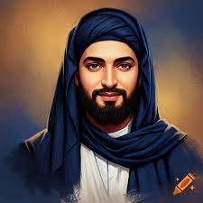 Portrait oil painting of Shamsuddin ilyas shah with beard