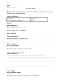 Each question is worth 3 points for a total of 15 points. Mla 8 Citation Practice Worksheet By Embracing Ela Tpt